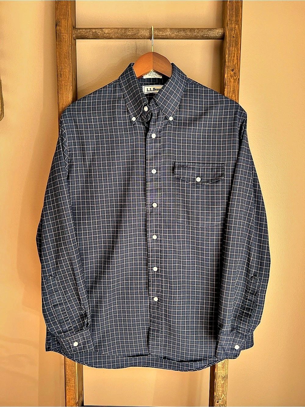 L.L.Bean Men's Checkered Cotton Blend Shirt Size XL Like New